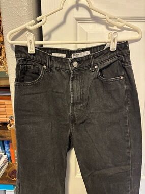 Bershka Women's Straight Black Denim Pants